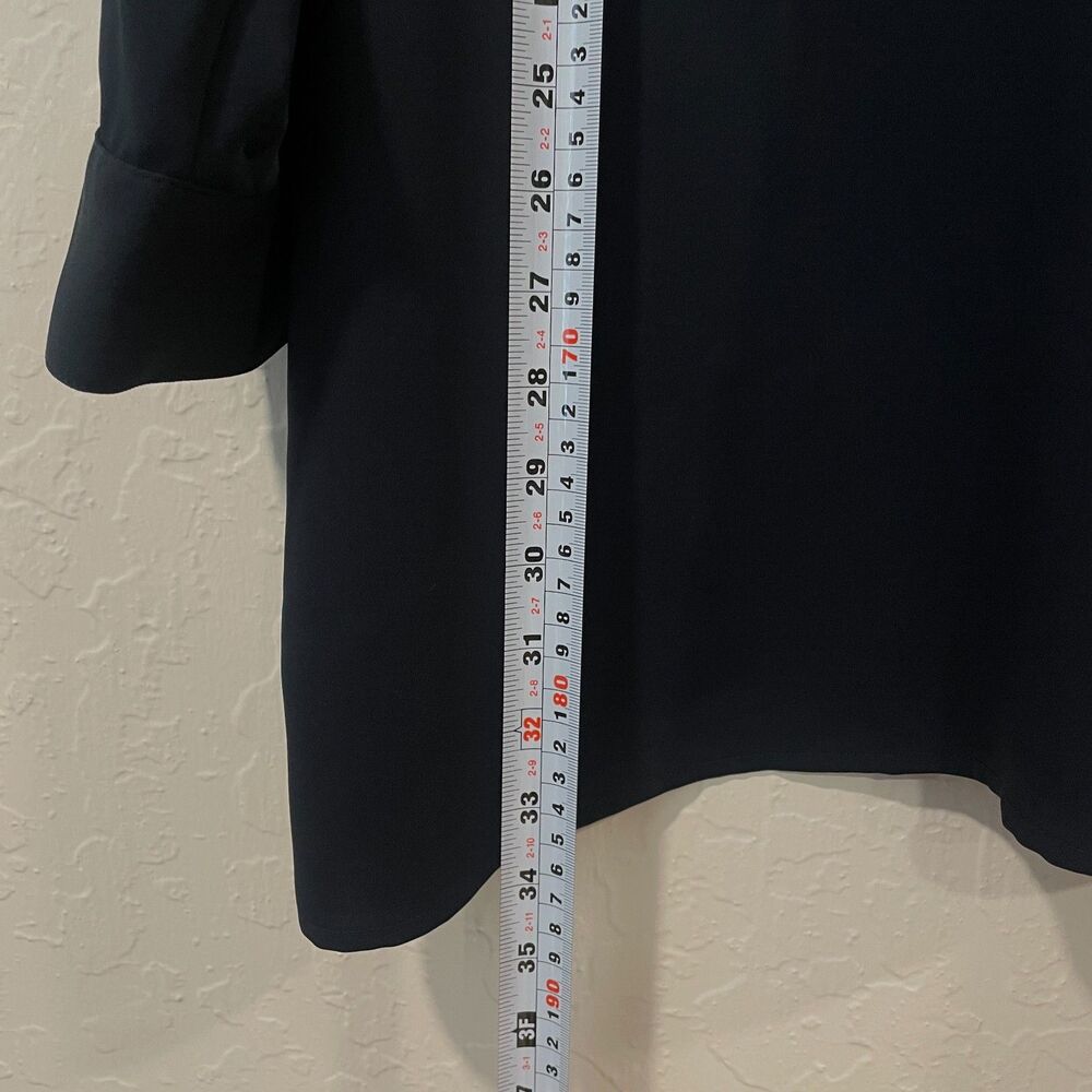 ~ J.Jill 2x Wearever Dress Black Vneck Tunic Above Knee Long Sleeve Pleated Slit - Picture 9 of 14